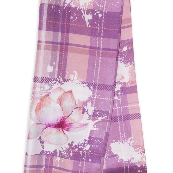 HIGHLAND FLORALS SILK SCARF, Magnolia Purple (wore once) - Picture 1 of 6